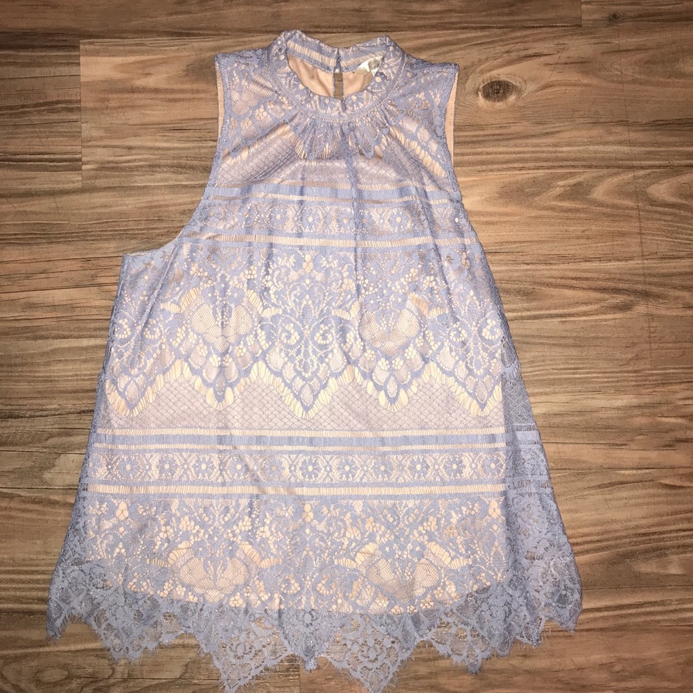 LC Lauren Conrad Lilac Lace Sleeveless Blouse